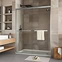 Garvee Frameless Double Sliding Shower Door, Adjustable Width 56-60" x 72" H, 1/4" (6mm) Tempered Safety Glass with Stainless Steel Handle, Brushed Nickel Finish, Easy-Clean