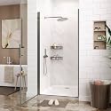 Frameless Hinged Shower Door with Pivot - 34 Inch Wide x 72 Inch High, 1/4" (6mm) Clear Tempered Glass, Reversible Inswing or Outswing Door, Easy-Clean Hydrophobic Coating, Brushed Nickel Finish