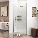Garvee Frameless Pivot Shower Door 33.6-34.6" W x 72" H, 1/4" (6mm) Clear Tempered Glass Shower Door, Pivot Swing Glass Door in Drawn Nickel Finish with Reversible Installation