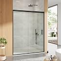 Garvee Frameless Shower Door, 44-48" W x 72" H Sliding Glass Shower Door, 1/4" (6mm) Thick Tempered Clear Glass with Explosion-Proof Film Coating, Stainless Steel Hardware, Matte Black