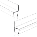 Frameless Shower Door Seal Strip 2 Pack x 39 Inch H for 3/8" Thick Glass Shower Door Side Seal Strip Bottom Seal Door Sweep, Ultra Clear Polycarbonate Stop Showers Leaks Create A Water Barrier
