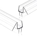 Frameless Shower Door Seal Strip 2 Pack x 39 Inch M Glass Shower Door Bottom Seal Strip for 3/8" Glass Shower Door Sweep, Ultra-Clear Polycarbonate Stop Showers Leaks Create A Water Barrier