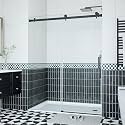 Frameless Shower Doors 44-48" W x 76" H, Sliding Door, 5/16" (8mm) Clear Tempered Glass, Space-Saving Design for Modern Bathrooms