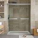 Garvee Frameless Sliding Shower Door, 44"-48" W x 72" H, 5/16" (8mm) Clear Tempered Glass with Stainless Steel Handle, Easy-to-Clean &amp; Space-Saving Design, Brushed Nickel Finish for Walk-in Shower
