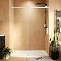 Frameless Sliding Shower Door 44-48" W x 76" H, 6mm Clear Tempered Glass with Stainless Steel Rail, Easy-Clean Adjustable Door for Walk-in Shower, Brushed Stainless Finishes