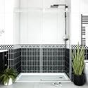 Frameless Sliding Shower Door Enclosure - 56 to 60 Inch Adjustable Width x 76 Inch Height, 6mm Coated Tempered Safety Glass with Easy Clean, Square Stainless Steel Rail, Brushed Finish