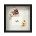 FrameWorks 11” x 11” Black Wooden Shadow Box Frame – Display Case with Soft Felt Back, Memory Box with Tempered Glass, Display Box with Elegant White Ball Push Pins, Wooden Flower Box