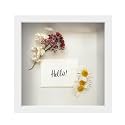FrameWorks 11” x 11” White Wooden Shadow Box Frame – Display Case with Soft Felt Back, Memory Box with Tempered Glass, Display Box with Elegant White Ball Push Pins, Wooden Flower Box