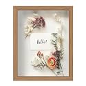 FrameWorks 11” x 14” Golden Oak Wooden Shadow Box Frame – Display Case with Soft Felt Back, Memory Box with Tempered Glass, Display Box with Elegant White Ball Push Pins, Wooden Flower Box