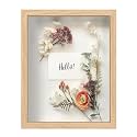 FrameWorks 11” x 14” Natural Oak Wooden Shadow Box Frame – Display Case with Soft Felt Back, Memory Box with Tempered Glass, Display Box with Elegant White Ball Push Pins, Wooden Flower Box