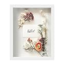 FrameWorks 11” x 14” White Wooden Shadow Box Frame – Display Case with Soft Felt Back, Memory Box with Tempered Glass, Display Box with Elegant White Ball Push Pins, Wooden Flower Box