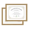 FrameWorks 11x14 mat to 8.5x11 Classic Wooden Document Frames Tempered Glass/Golden Oak / 2-Pack