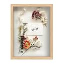 FrameWorks 12” x 16” Natural Oak Wooden Shadow Box Frame – Display Case with Soft Felt Back, Memory Box with Tempered Glass, Display Box with Elegant White Ball Push Pins, Wooden Flower Box