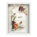 FrameWorks 12” x 16” White Wooden Shadow Box Frame – Display Case with Soft Felt Back, Memory Box with Tempered Glass, Display Box with Elegant White Ball Push Pins, Wooden Flower Box