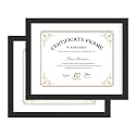 FrameWorks - 2-Pack - 11"x14" Matted to 8.5"x11" Classic Wooden Document and Diploma Frames with Tempered Glass - Black