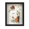 FrameWorks 8.5” x 11” Black Wooden Shadow Box Frame – Display Case with Soft Felt Back, Memory Box with Tempered Glass, Display Box with Elegant White Ball Push Pins, Wooden Flower Box