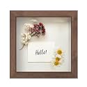 FrameWorks 8” x 8” Dark Oak Wooden Shadow Box Frame – Display Case with Soft Felt Back, Memory Box with Tempered Glass, Display Box with Elegant White Ball Push Pins, Wooden Flower Box
