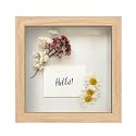 FrameWorks 8” x 8” Natural Oak Wooden Shadow Box Frame – Display Case with Soft Felt Back, Memory Box with Tempered Glass, Display Box with Elegant White Ball Push Pins, Wooden Flower Box