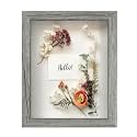 FrameWorks 8x10 Driftwood Wooden Shadow Box Frame – Soft Felt Back, Tempered Glass, and Included Elegant White Ball Push Pins