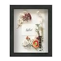 FrameWorks 8x10 Driftwood Wooden Shadow Box Frame – Soft Felt Back, Tempered Glass, and Included Elegant White Ball Push Pins