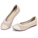Frank Mully Women's Ballet Flats Round Toe Walking Flats Slip On Work Shoes Knitted Flats Shoes for Woman Soft Lightweight