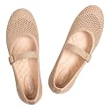 Frank Mully Women's Mary Jane Flats Comfortable Dressy Ballet Flats Casual Round Toe Slip On Washable Knitted Fabric Office Work Woman Shoes