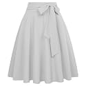 FRAULEIN Women's Flared Pleated Maxi Skirt High Waist A-Line with Pockets and Belt Accessories [Small-Plus Size]