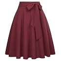 FRAULEIN Women's Flared Pleated Maxi Skirt High Waist A-Line with Pockets and Belt Accessories [Small-Plus Size]