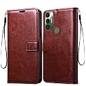 Vintage Leather Finish Flip Cover for Tecno Spark 7T/7 | Inside Pockets & Inbuilt Stand | Wallet Style Back Case | Magnet Closure (Brown)