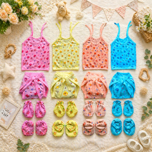 frazix Baby Jhabla 4 Pcs4pcs Nappy4set mittens