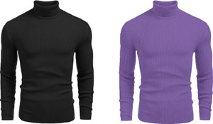 freaks solid high neck casual men multicolor sweater