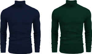 FREAKS Solid High Neck Casual Men Blue