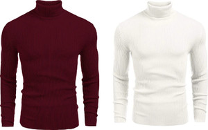 freaks solid high neck casual men multicolor sweater