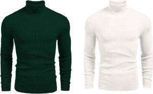 freaks solid high neck casual men multicolor sweater
