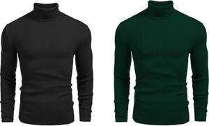 freaks solid high neck casual men multicolor sweater