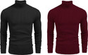 FREAKS Solid High Neck Casual Men Black, Maroon Sweater