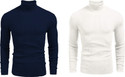 FREAKS Solid High Neck Casual Men Blue, White Sweater