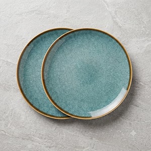 Freakway Handcrafted Quarter Plates Teal Reactive Glaze