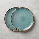Freakway Handcrafted Quarter Plates Teal Reactive Glaze
