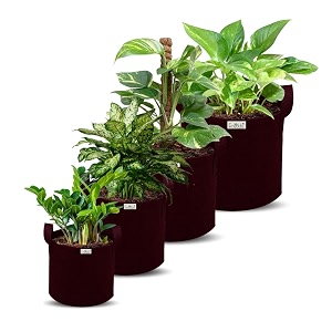 freddo-grow bags pots with handles heavy duty 400 gsm non woven fabric for vegetableflowerplant amp gardening- maroon color- 4 size -set of 4 pieces