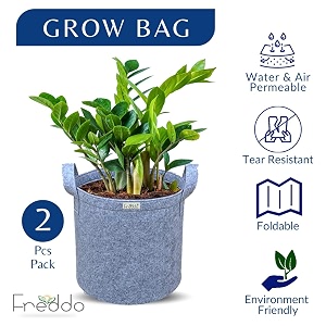 freddo-grow bags pots with handles heavy duty 400 gsm non woven fabric for vegetableflowerplant amp gardening- grey color- 8 x 8 inch-pack of 2 pieces