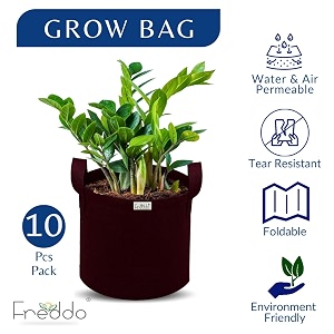 freddo-grow bags pots with handles heavy duty 400 gsm non woven fabric for vegetableflowerplant amp gardening- maroon color- 8 x 8 inch-pack of 10 pieces