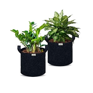 freddo-grow bags pots with handles heavy duty 400 gsm non woven fabric for vegetableflowerplant amp gardening- dark grey color- 12 x 12 inch-pack of 2 pieces