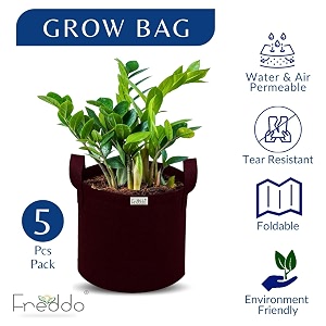 freddo-grow bags pots with handles heavy duty 400 gsm non woven fabric for vegetableflowerplant amp gardening- maroon color- 10 x 10 inch-pack of 5 pieces
