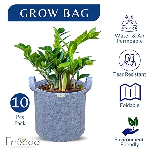 freddo-grow bags pots with handles heavy duty 400 gsm non woven fabric for vegetableflowerplant amp gardening- grey color- 10 x 10 inch-pack of 10 pieces