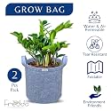 FREDDO-Grow Bags Pots with Handles Heavy Duty 400 GSM Non Woven Fabric for Vegetable/Flower/Plant &amp; Gardening- Grey Color- 14 X 14 Inch-Pack of 2 Pieces