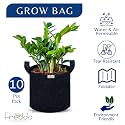 FREDDO-Grow Bags Pots with Handles Heavy Duty 400 GSM Non Woven Fabric for Vegetable/Flower/Plant &amp; Gardening- Dark Grey Color- 12 X 12 Inch-Pack of 10 Pieces