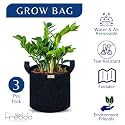 FREDDO-Grow Bags Pots with Handles Heavy Duty 400 GSM Non Woven Fabric for Vegetable/Flower/Plant &amp; Gardening- Dark Grey Color- 8 X 8 Inch-Pack of 3 Pieces