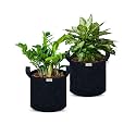FREDDO-Grow Bags Pots with Handles Heavy Duty 400 GSM Non Woven Fabric for Vegetable/Flower/Plant &amp; Gardening- Dark Grey Color- 10 X 10 Inch-Pack of 2 Pieces