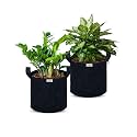 FREDDO-Grow Bags Pots with Handles Heavy Duty 400 GSM Non Woven Fabric for Vegetable/Flower/Plant &amp; Gardening- Dark Grey Color- 12 X 12 Inch-Pack of 2 Pieces